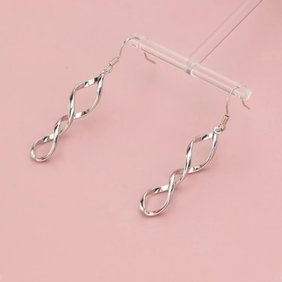 Twist Drop Earrings Silver Plated - Picture 6 of 8